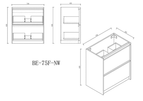 Bella Floor Standing Vanity - Notaio Walnut 
