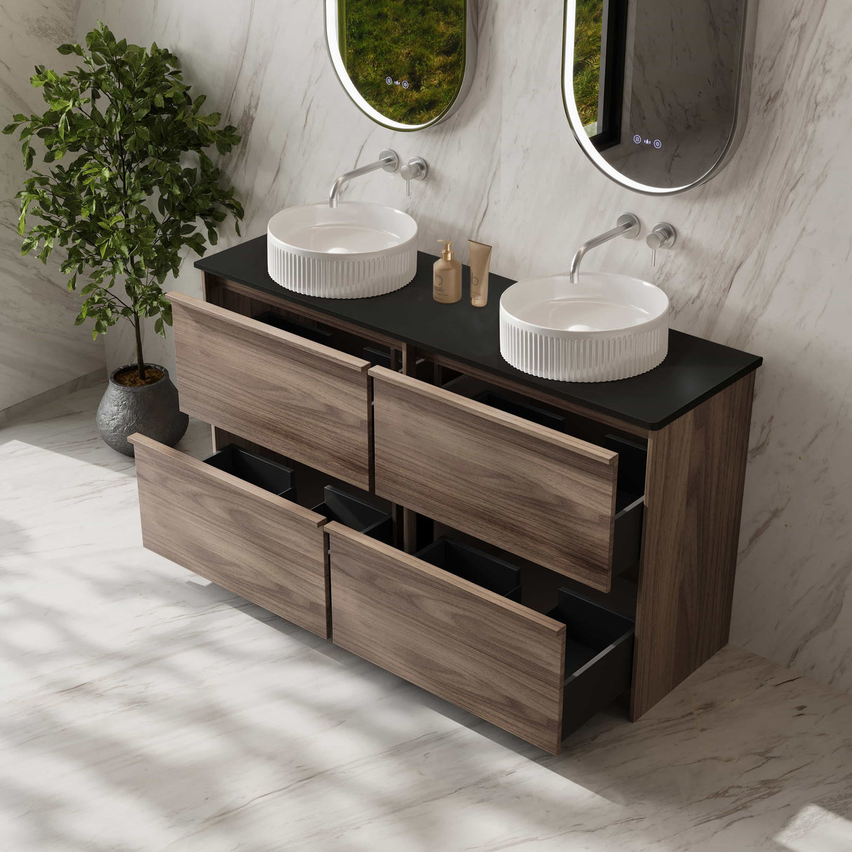 Bella Floor Standing Vanity - Notaio Walnut