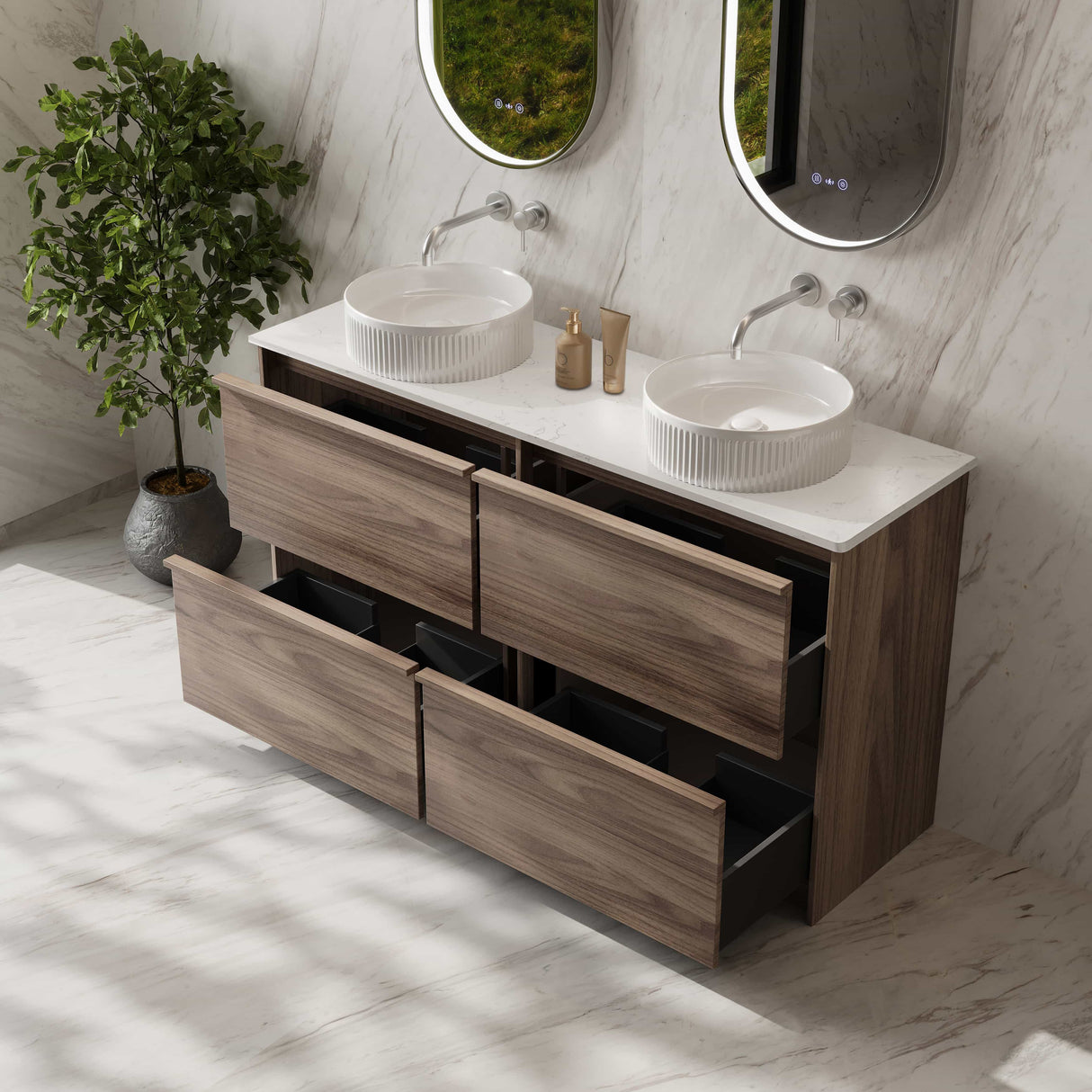 Bella Floor Standing Vanity - Notaio Walnut