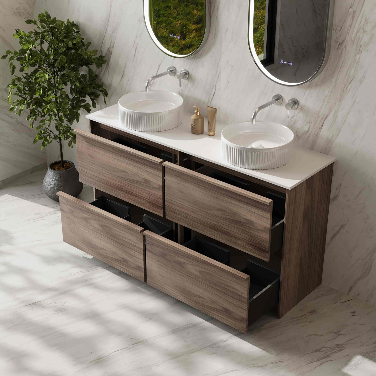 Bella Floor Standing Vanity - Notaio Walnut