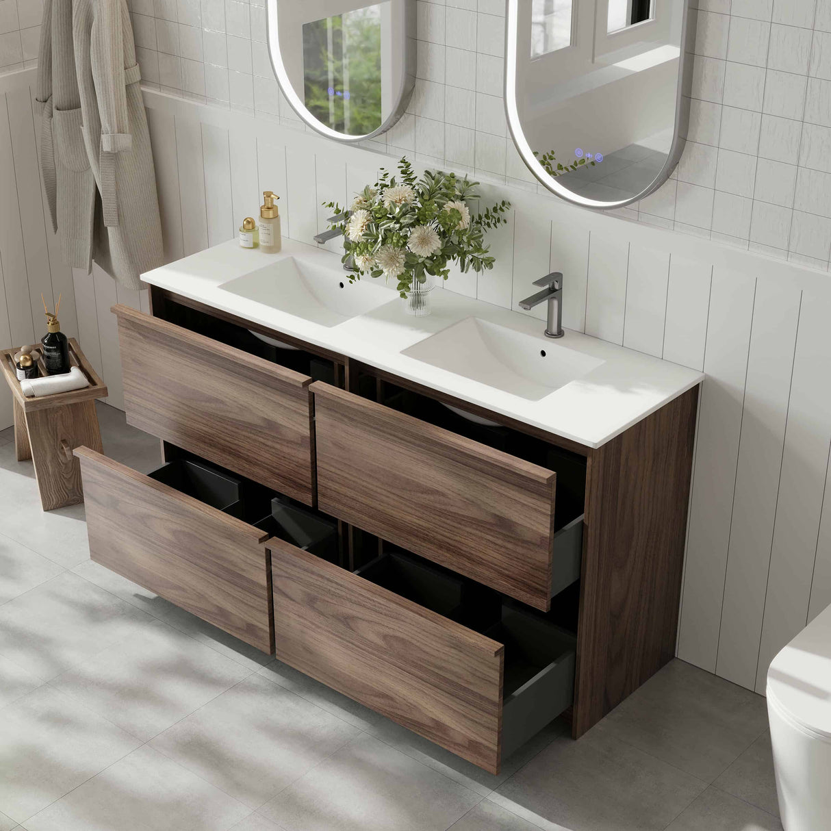 Bella Floor Standing Vanity - Notaio Walnut