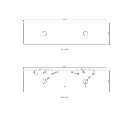 Bench top tap hole and waste position_1800_Spec_Sheet 1