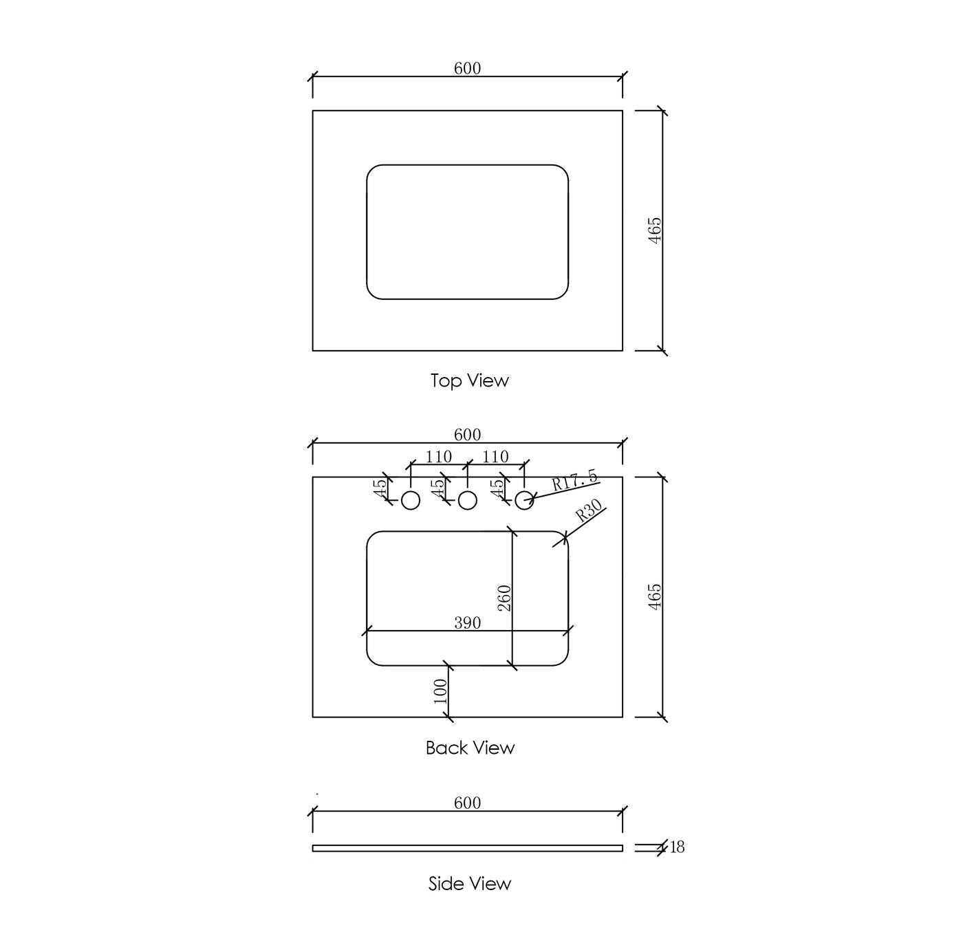 Bench top tap hole position_600_Spec_Sheet 1
