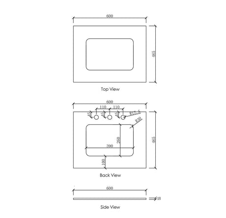 Bench top tap hole position_600_Spec_Sheet 1