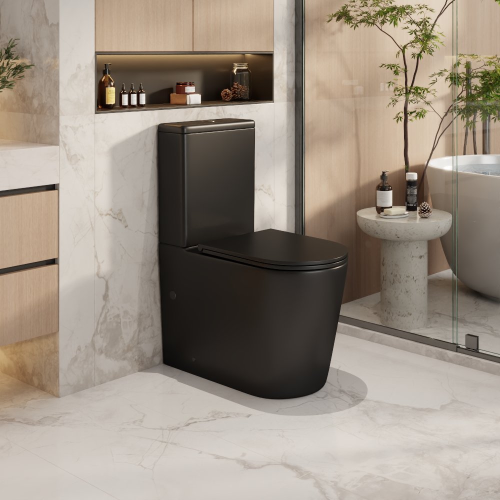 Berlin Rimless Back To Wall Toilet Suite (Matte Black)