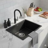 Black Carysil Granite Single Bowl Kitchen Sink - 457x406mm