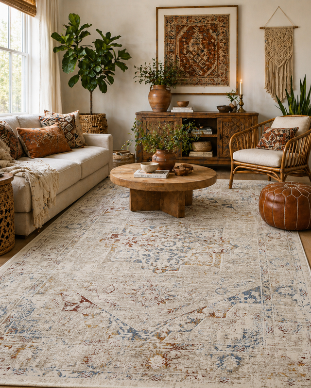 Bohemian Paradise Classic Vintage Beige Multi Rug