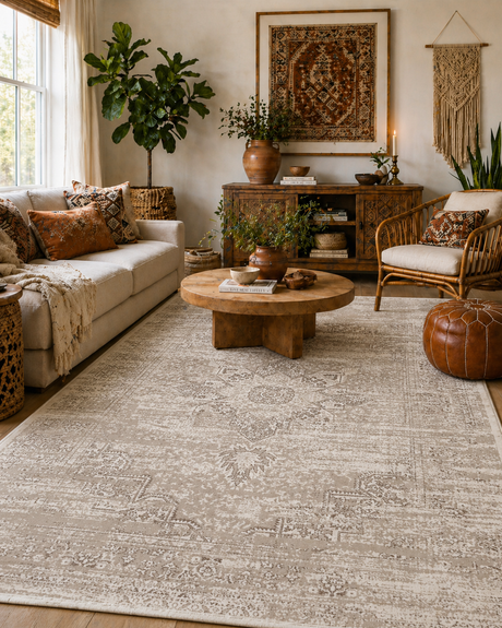Bohemian Paradise Medalion Beige Rug - 06BEIG