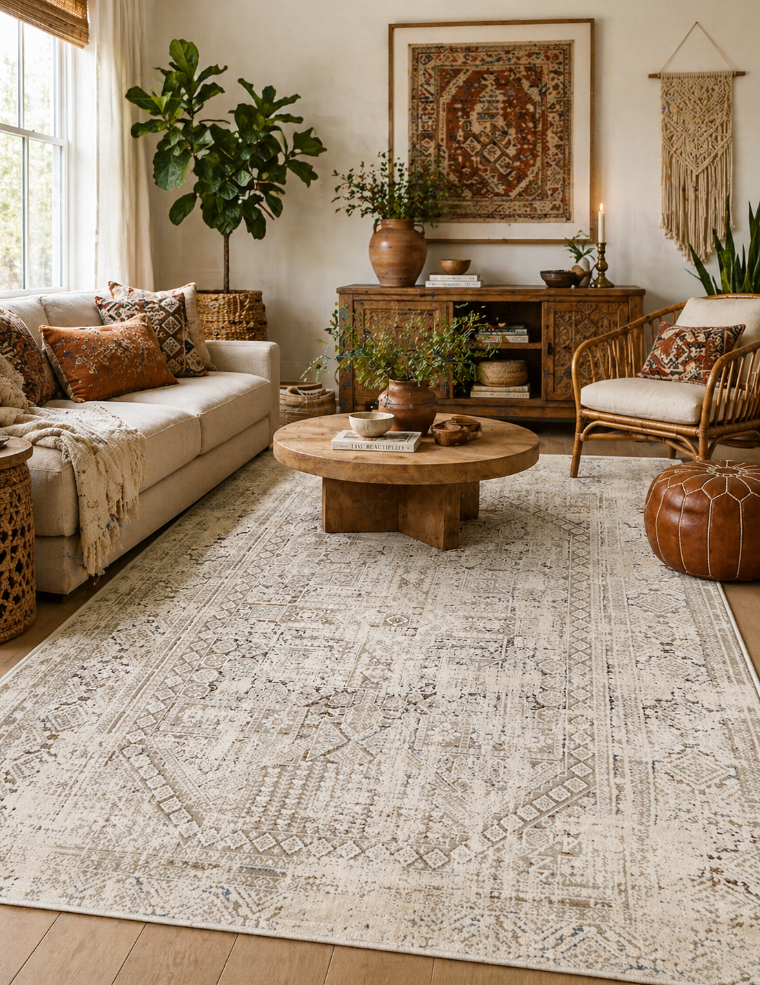 Bohemian Paradise Panel Beige Multi Rug