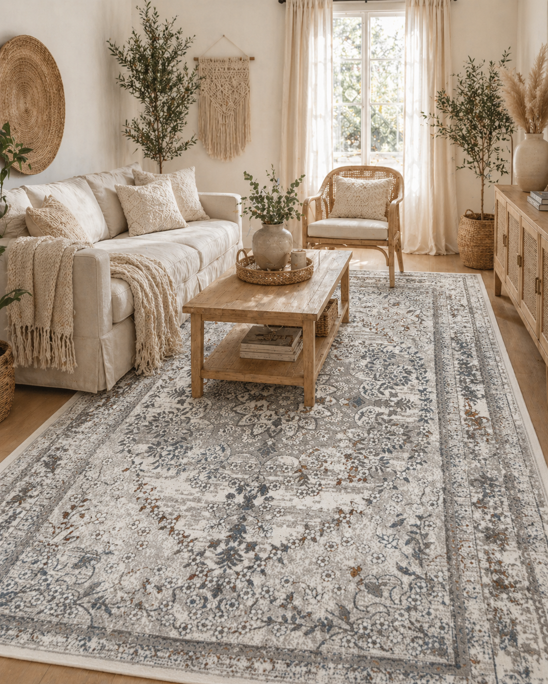 Bohemian Paradise Vintage Medalion Grey Multi Rug - 08GMUL