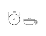 Bondi Matte White Basin (Round: 400x400x135)
