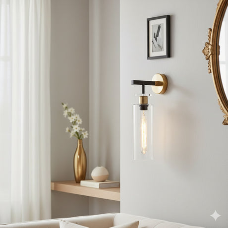 Bourne 1 Light Wall Light Black / Gold