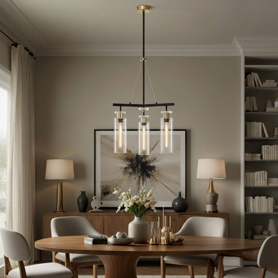 Bourne 3 Light Pendant Black / Gold