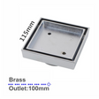 Brass Smart Tile Insert Floor Waste Shower Grate Drain 115x115mm - Chrome