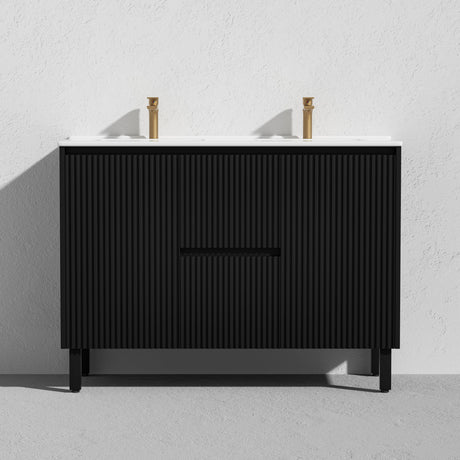 Brighton Freestanding PVC Vanity 1200mm (Double Bowl)(Matte Black)