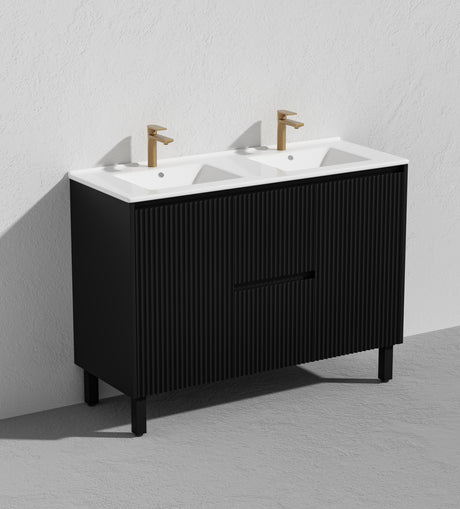 Brighton Freestanding PVC Vanity 1200mm (Double Bowl)(Matte Black)