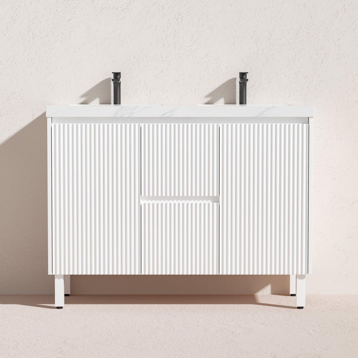 Brighton Freestanding PVC Vanity 1200mm (Double Bowl)(Matte White)