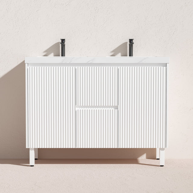 Brighton Freestanding PVC Vanity 1200mm (Double Bowl)(Matte White)