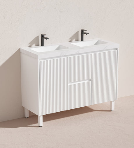 Brighton Freestanding PVC Vanity 1200mm (Double Bowl)(Matte White)