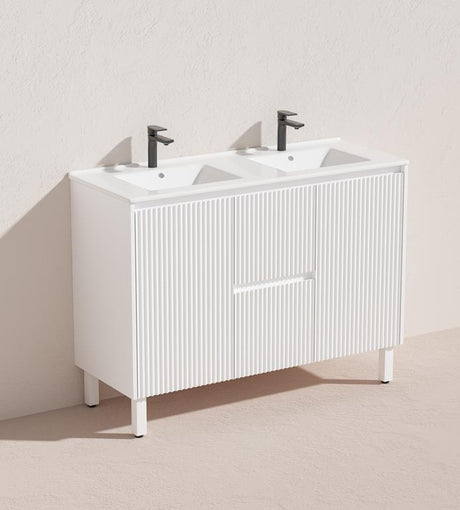 Brighton Freestanding PVC Vanity 1200mm (Double Bowl)(Matte White)