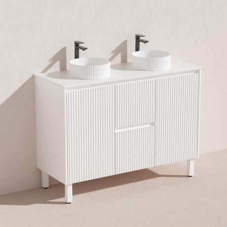 Brighton Freestanding PVC Vanity 1200mm (Double Bowl)(Matte White)