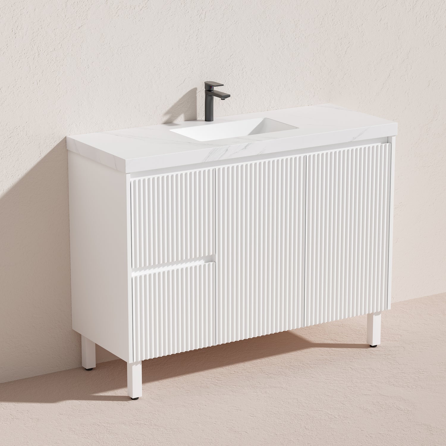 Brighton Freestanding PVC Vanity 1200mm (Single Bowl) (Matte White)