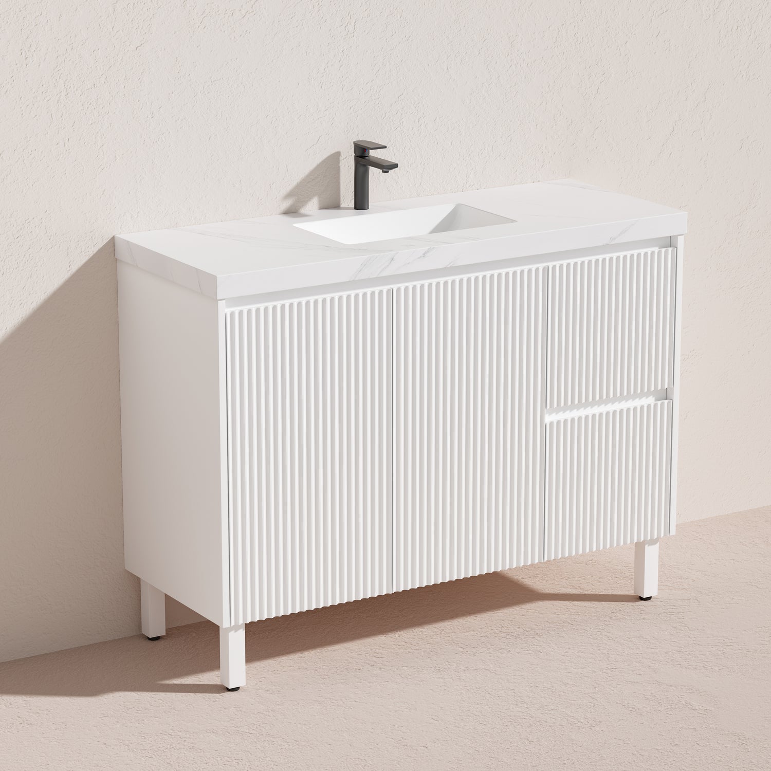 Brighton Freestanding PVC Vanity 1200mm (Single Bowl) (Matte White)