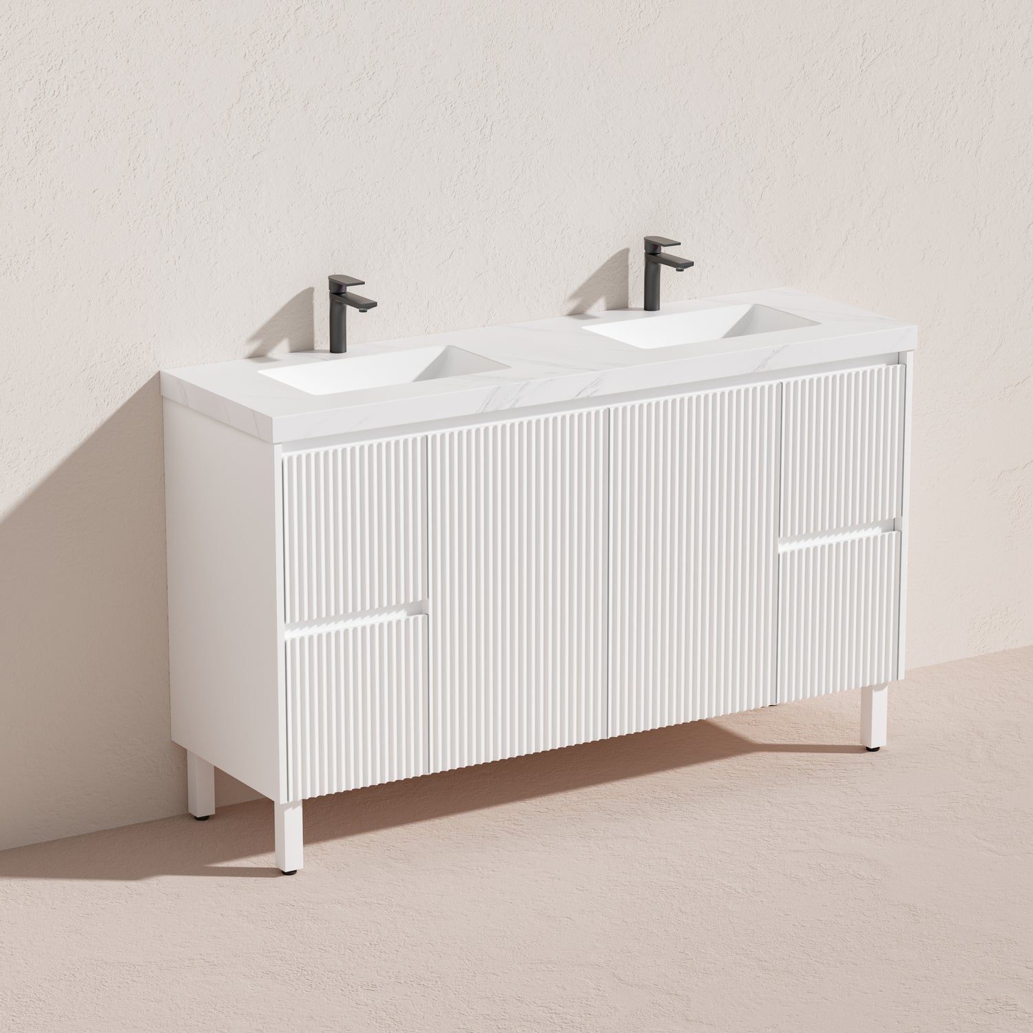 Brighton Freestanding Vanity 1500mm (Single/Double Bowl) (Matte White)