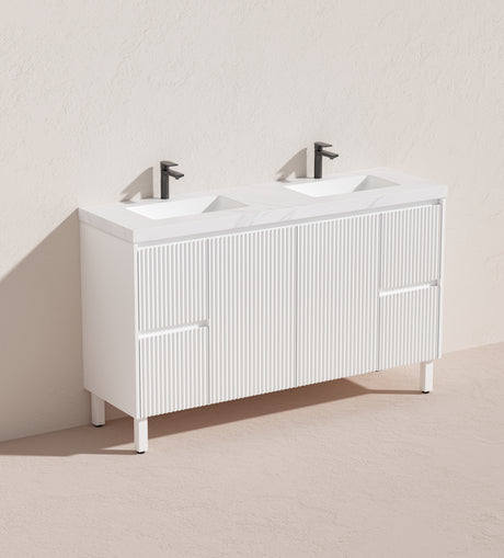 Brighton Freestanding Vanity 1500mm (Single/Double Bowl) (Matte White)