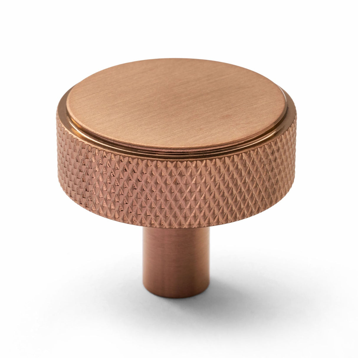 Manovella Brushed Copper PVD Round Knurled Cabinet Knob - Octavia