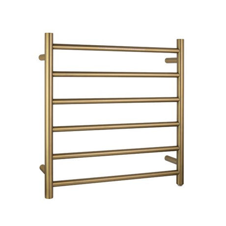 Round Electric Heated Towel Rack 6 Bars - Brushed Brass