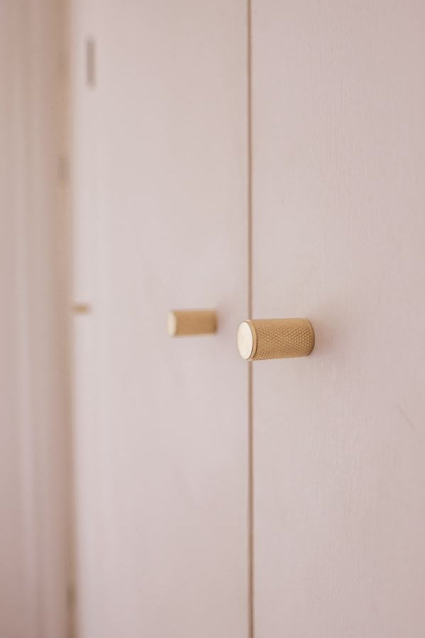 Brushed Brass Knurled Cabinet Knob - Helena
