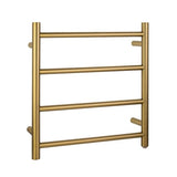 Round Electric Heated Towel Rack 4 Bars - Brushed Brass