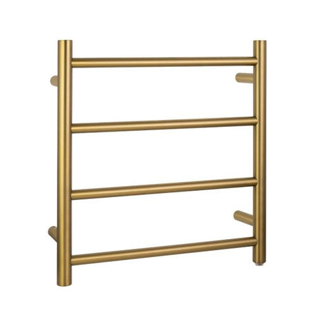 Round Electric Heated Towel Rack 4 Bars - Brushed Brass