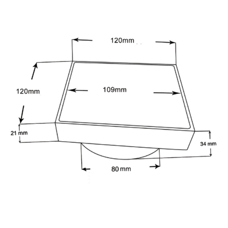 Shower Grate Floor Waste Drain Smart Insert Tile 120*120mm - Brushed Brass Technical Drawing
