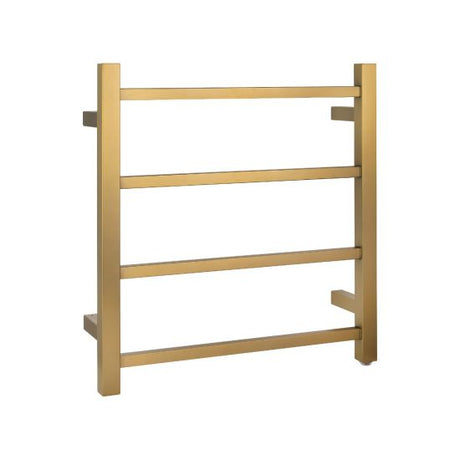 Square Electric Heated Towel Rack 4 Bars - Brushed Brass