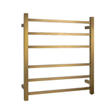 Square Electric Heated Towel Rack 6 Bars - Brushed Brass