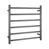 Round Electric Heated Towel Rack 6 Bars - Brushed Gun Metal