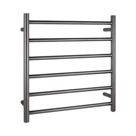 Round Electric Heated Towel Rack 6 Bars - Brushed Gun Metal