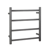 Round Electric Heated Towel Rack 4 Bars - Brushed Gun Metal