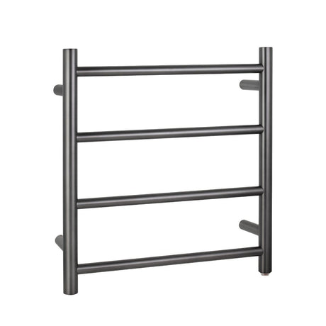 Round Electric Heated Towel Rack 4 Bars - Brushed Gun Metal