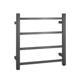 Square Electric Heated Towel Rack 4 Bars - Brushed Gun Metal