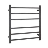 Square Electric Heated Towel Rack 6 Bars - Brushed Gun Metal