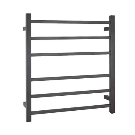 Square Electric Heated Towel Rack 6 Bars - Brushed Gun Metal