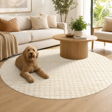 Bubble Natural Round - Machine Washable Rug