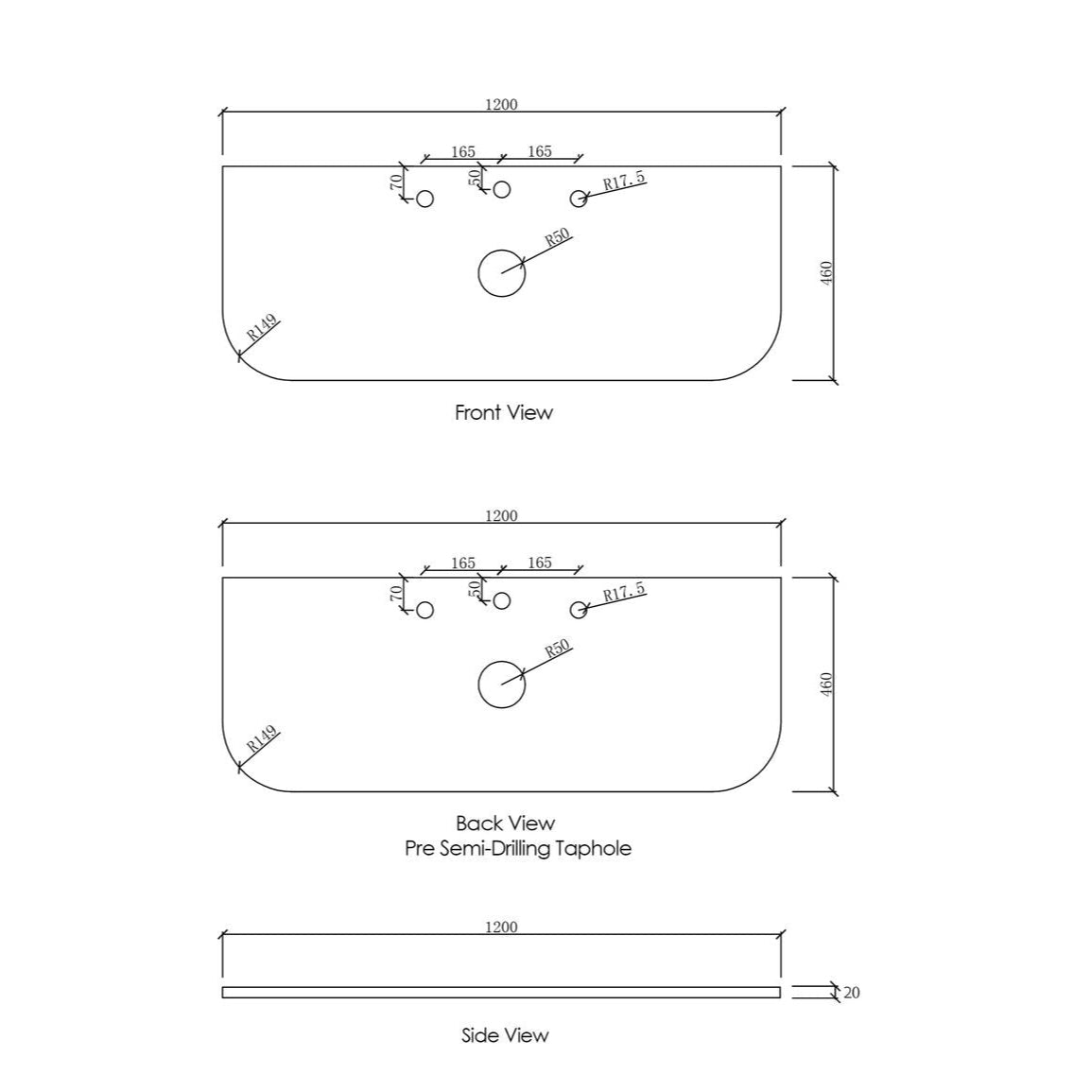 Burleigh Stone 1200 tap hole-drawing