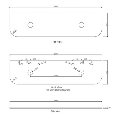 Burleigh Stone 1800 tap hole-drawing
