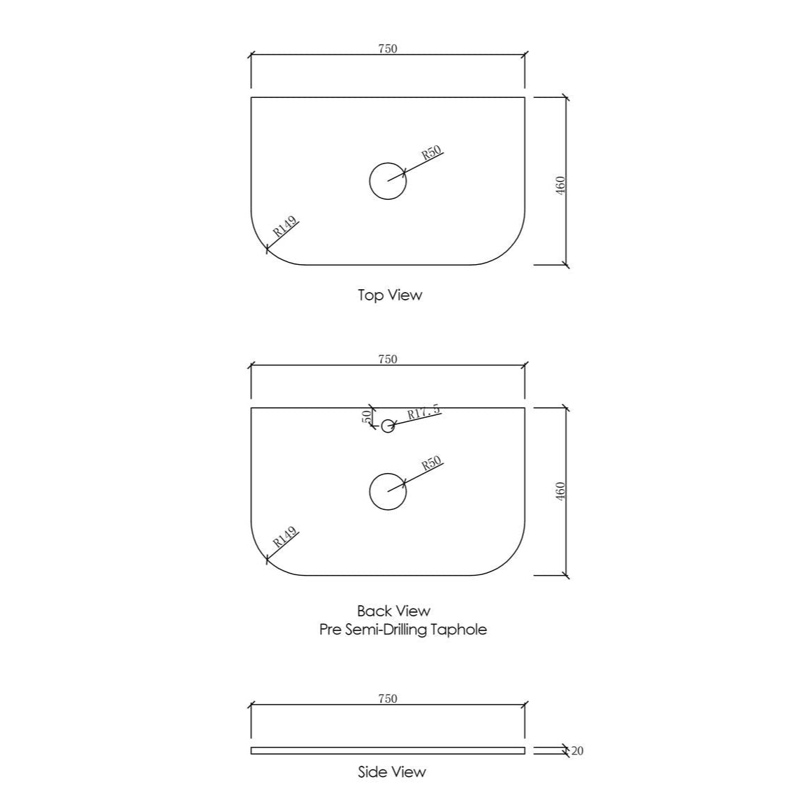 Burleigh Stone 750 tap hole-drawing