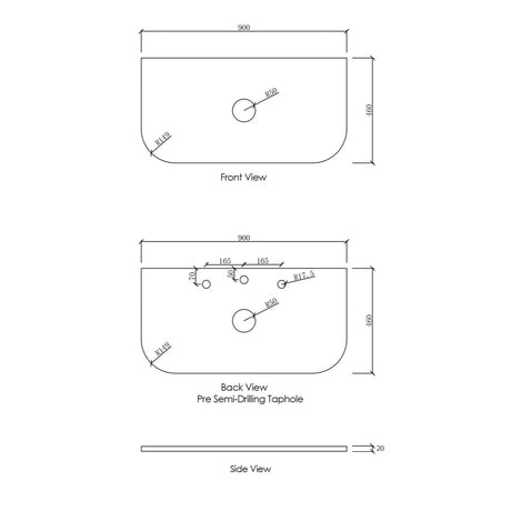 Burleigh Stone 900 tap hole-drawing