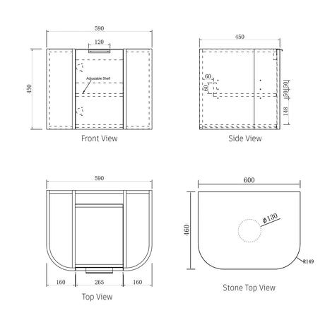 Burleigh vanity 600-drawing